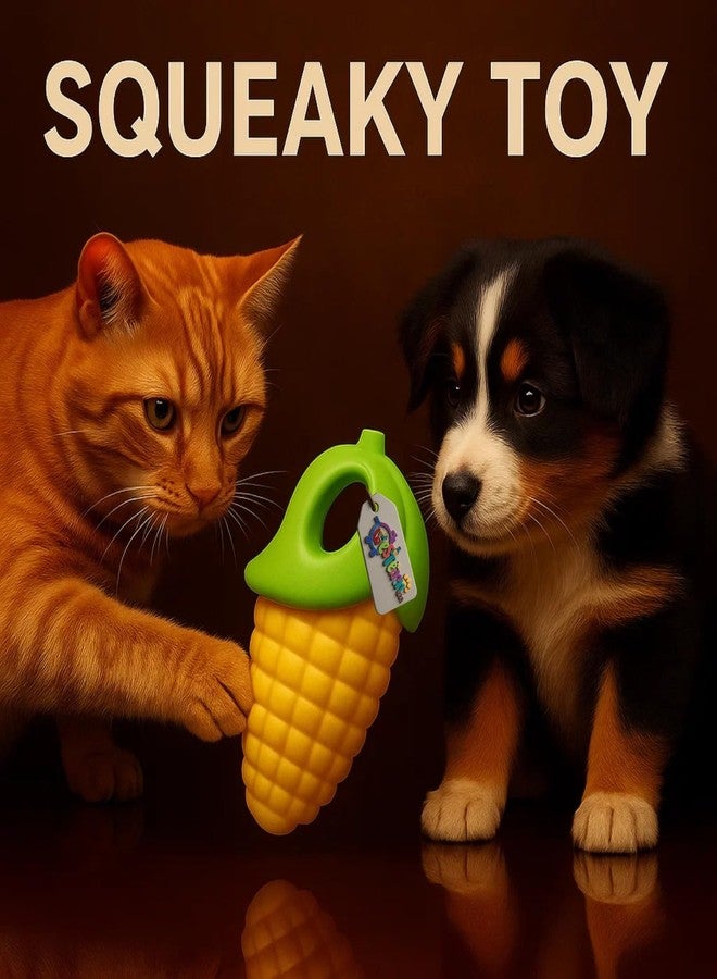 Western Era Corn Shaped Squeaky Dog Toy | Durable Rubber Chew Toy for Dogs & Puppies | Heavy Duty Teething Aid for Aggressive Chewers | Squeaker for Interactive Play | Dental Cleaning Playtime Fun - Image 2